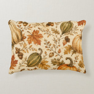 Cojín Decorativo Patrón vintage de calabaza y verduras de otoño 