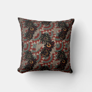 Cojín Decorativo Patrón vintage floral sin costuras. Rojo, beige y 