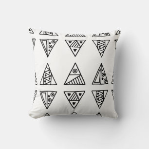 Cojín Decorativo Patrón vintage sin foco. Geometri blanco y negro