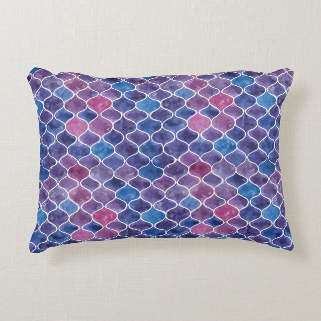 Cojín Decorativo Patrón violeta de acuarela sin foco (Anverso)