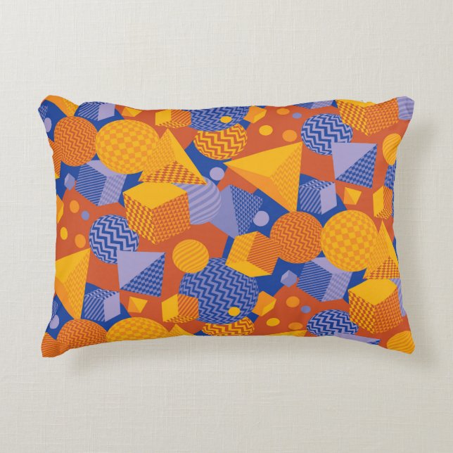 Cojín Decorativo Patrón violeta de Naranja geométrico divertido (Anverso)