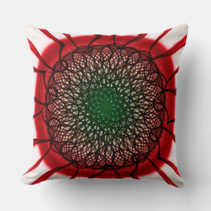 Cojín Decorativo patrón visionario rojo negro