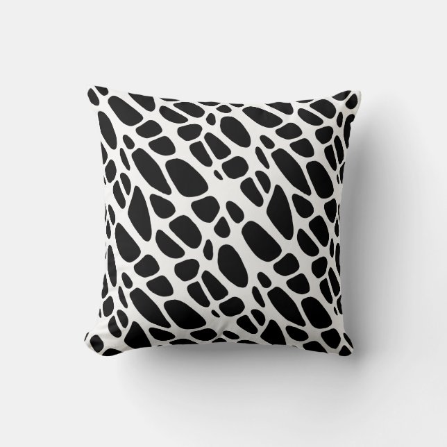 Cojín Decorativo Patrón web orgánico gótico negro y blanco (Anverso)