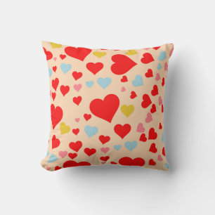 Cojín Decorativo Patrón Y2K de corazón simple de color azul rosado 