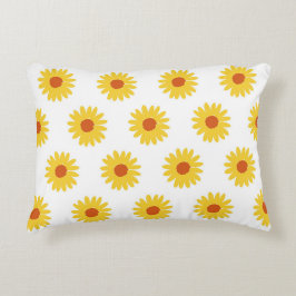 Cojín Decorativo Patrón Y2K retro de Bonito de girasol amarillo
