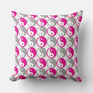 Cojín Decorativo Patrón yin yang rosa y gris