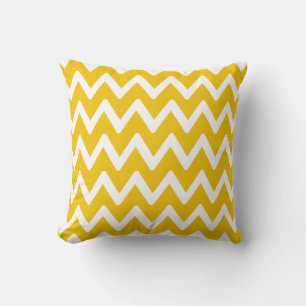 Cojín Decorativo Patrón Zig-zag de cheurón amarillo