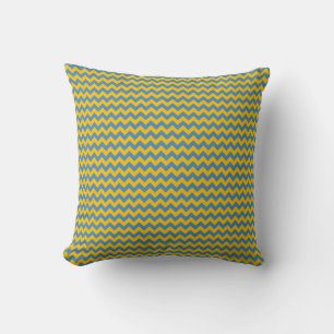 Cojín Decorativo Patrón Zigzag de Chevron amarillo azul