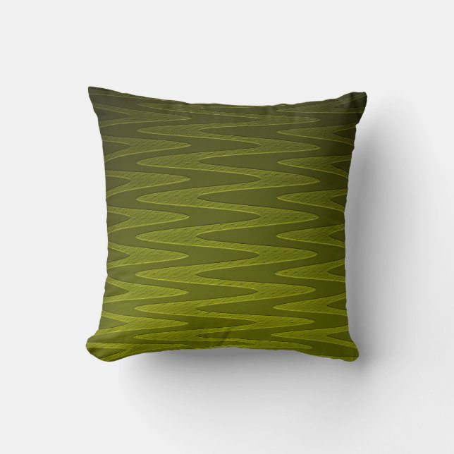 Cojín Decorativo Patrón Zigzag Verde Oliva Luminoso (Anverso)