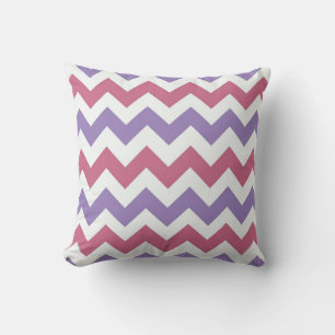 Cojín Decorativo Patrón Zigzap de cheurón morado y rosa