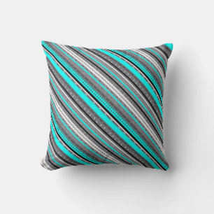 Cojín Decorativo Patrones aztecas de color aqua gris lindos