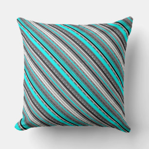Cojín Decorativo Patrones aztecas de color aqua gris lindos