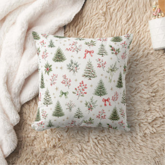 Cojín Decorativo Patrones continuos de Navidad en acuarela