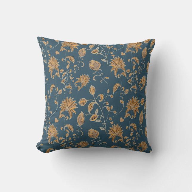 Cojín Decorativo Patrones de Flora en llamas (Anverso)