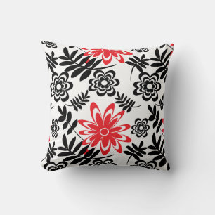 Cojín Decorativo patrones de flora roja negra