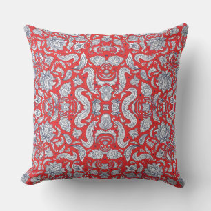 Cojín Decorativo Patrones de flores vintage rojas lindas