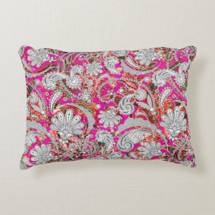 Cojín Decorativo Patrones de paisajes rosa blanco