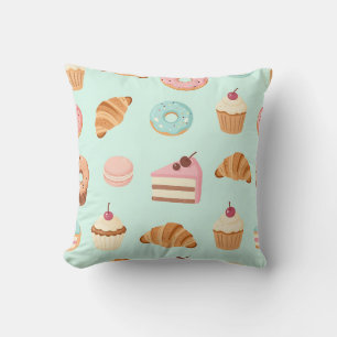 Cojín Decorativo Patrones de Pastelería Francesa Pastel Dulces
