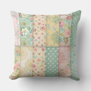 COJÍN DECORATIVO PATRONES DE PATCHWORK COLORIDOS CON DÍAS BLANCOS