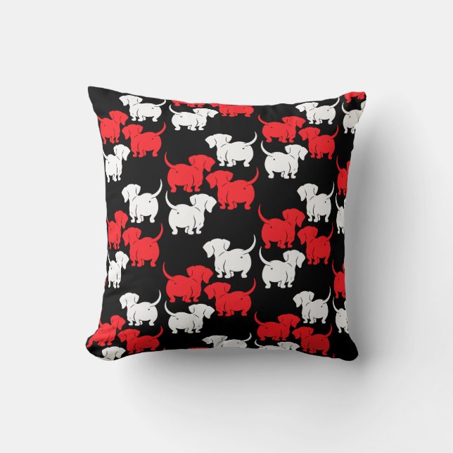 Cojín Decorativo Patrones de perro de Dachshund alemanes (Anverso)