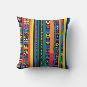 Cojín Decorativo Patrones de rayas audaces y coloridos