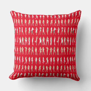 Cojín Decorativo Patrones de siluetas de moda lindas de niñas