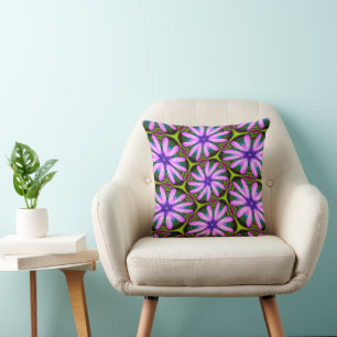 Cojín Decorativo Patrones margueritas púrpura