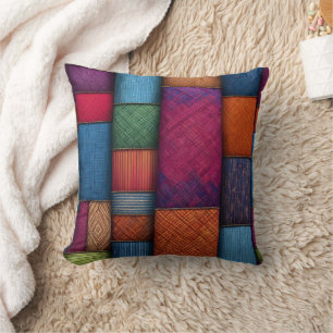 Cojín Decorativo Patrones textiles vibrantes en colores vibrantes