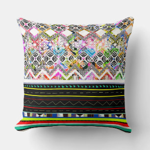 Cojín Decorativo Patrones tribales aztecas coloridos y lindos