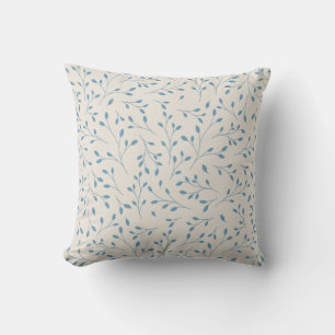 Cojín Decorativo Patte de enredadera botánica delicada azul claro y