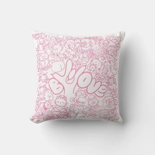 Cojín Decorativo Patten de gato con signo ASL ILY - Diseño ASL