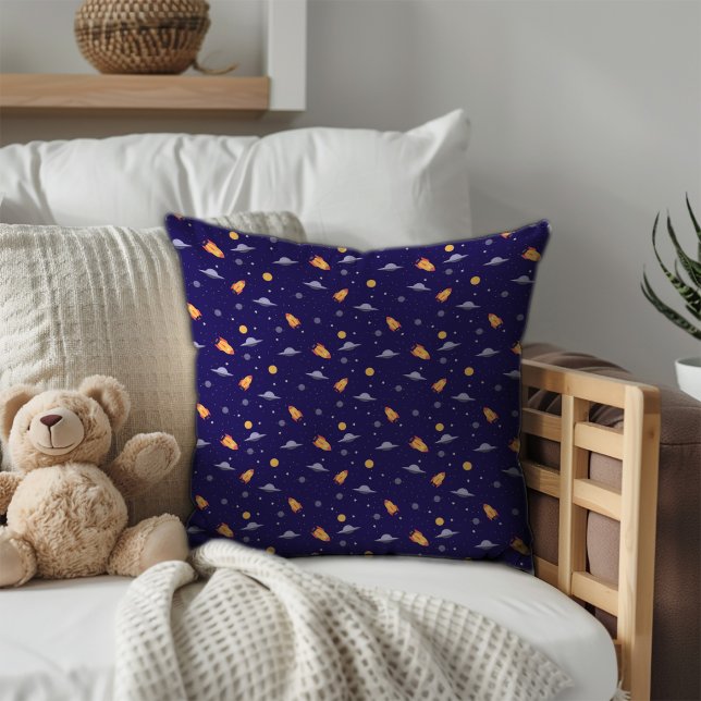 Cojín Decorativo Pattern space lavender orange dark blue (Pattern space lavender orange dark blue throw pillow.)