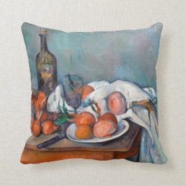 Cojín Decorativo Paul Cézanne, aún vida con cebollas y una botella