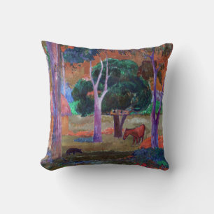 Cojín Decorativo Paul Gauguin - Paisaje con un cerdo y un caballo