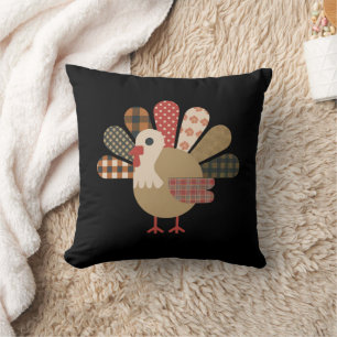 Cojín Decorativo Pavo acolchado de patchwork de otoño Día de acción