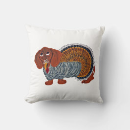 Cojín Decorativo Pavo de Acción de Gracias Dachshund