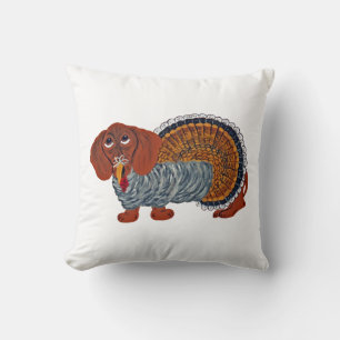 Cojín Decorativo Pavo de Acción de Gracias Dachshund