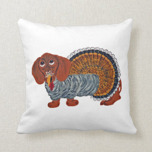 Cojín Decorativo Pavo de Acción de Gracias para Dachshund