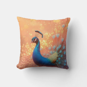 Cojín Decorativo Pavo de paz majestuoso con desplome vibrante