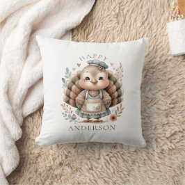 Cojín Decorativo Pavo Feliz Personalizado