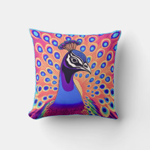 Cojín Decorativo Pavo real acuarela