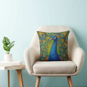 Cojín Decorativo Pavo real acuarela