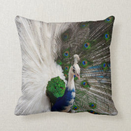 Cojín Decorativo Pavo real azul blanco