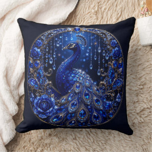 Cojín Decorativo Pavo Real Azul Real Glamour de Cristal