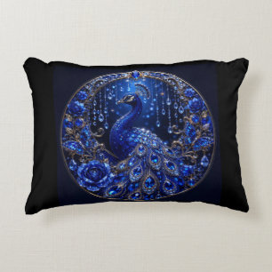 Cojín Decorativo Pavo Real Azul Real Glamour de Cristal