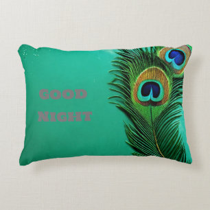 Cojín Decorativo Pavo real buenas noches texto