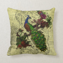 Cojín Decorativo Pavo real del vintage en la ropa y los regalos de