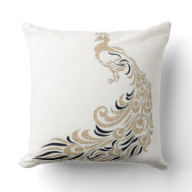 Pavo real-Elegante-Oro-Negro-Cuadrado ml