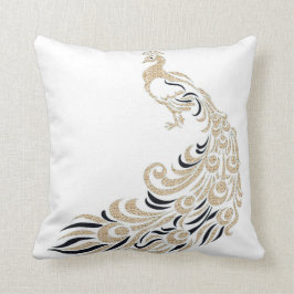 Cojín Decorativo Pavo real-Elegante-Oro-Negro-Cuadrado ml