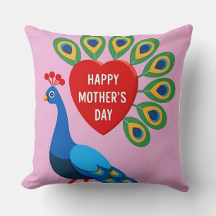 Cojín Decorativo Pavo Real: Feliz Día de la Madre